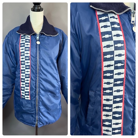 Other - Sold Vintage Horizon Chevrolet Corvette Jacket Quilted Racing Coat Blue